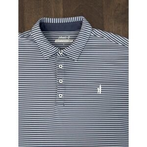 Johnnie O Prep-Formance Surf Board Logo Golf Blue Striped Polo Shirt Size Large